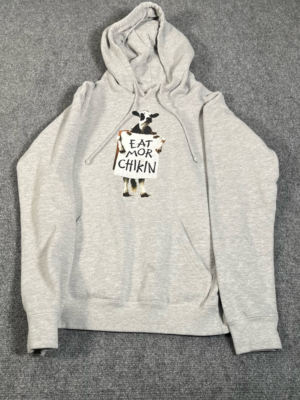 Chick-fil-a Hoodie Unisex S Gray Eat More Chicken Sweatshirt Pullover Uniform